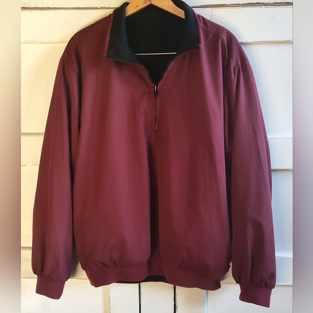 Wedge Golf & Beyond Burgundy 1/4 Zip Black Fleece Lined Pullover Shirt | Medium